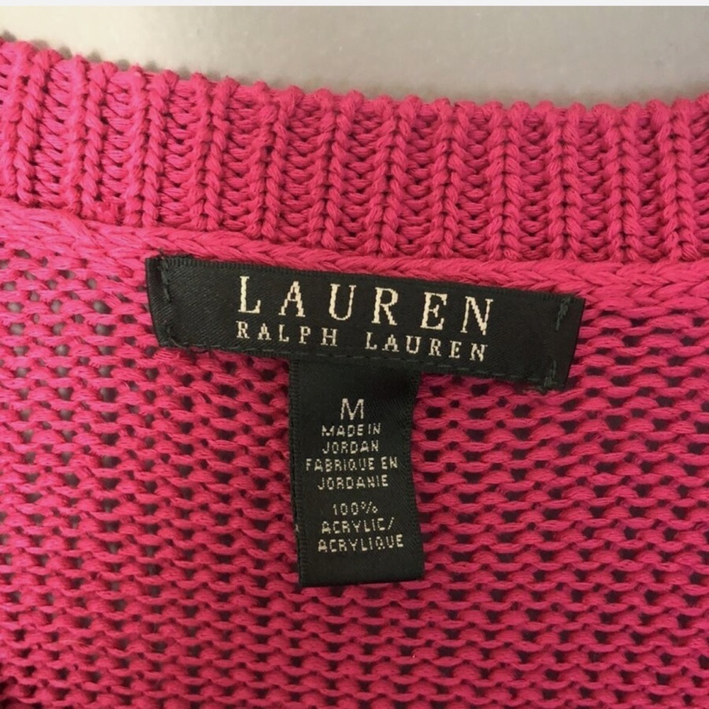 RALPH LAUREN Hot‎ Pink Acrylic Knit Scoop Neck Lightweight Sweater​​​ - Picture 7 of 7